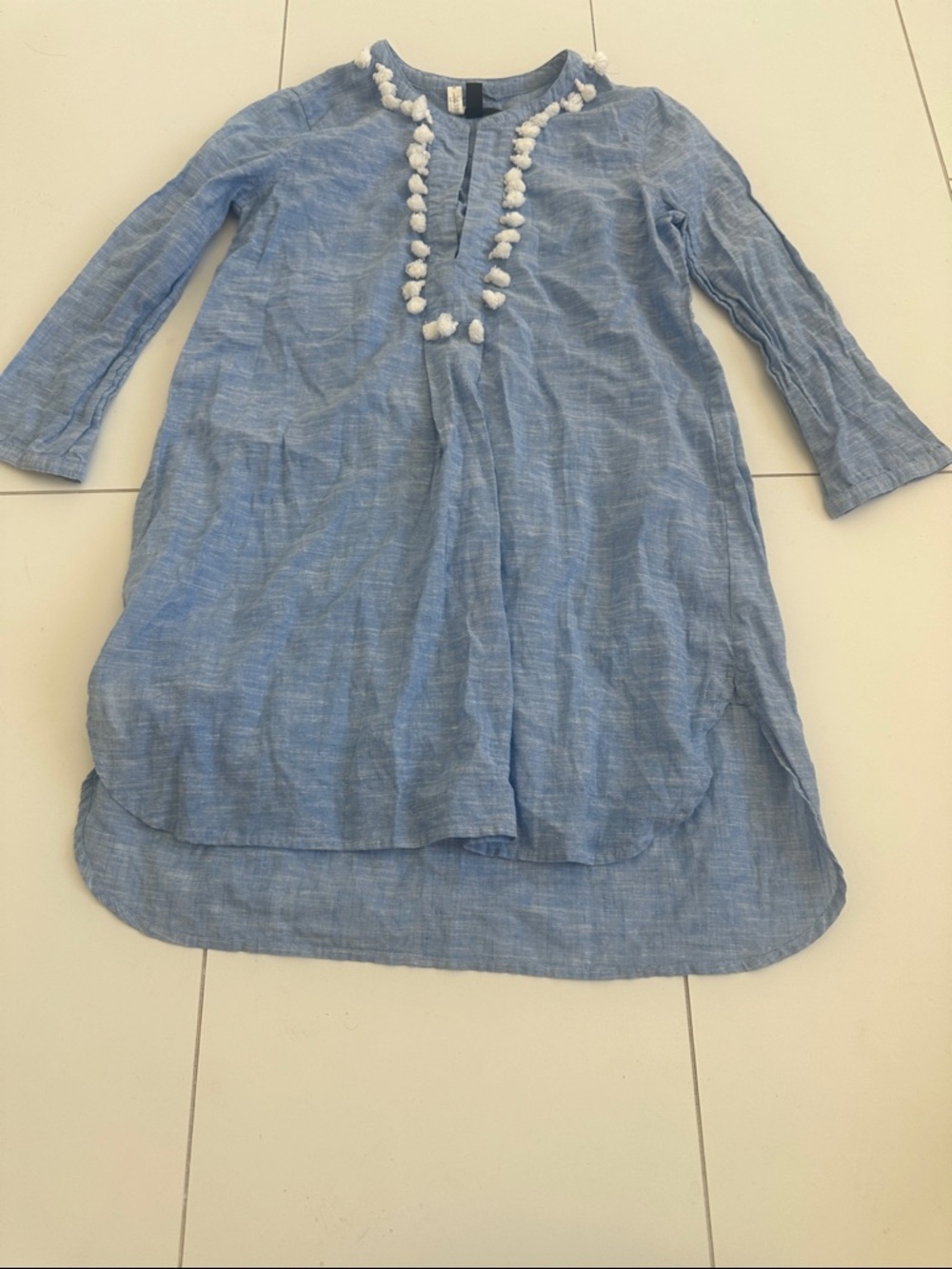 J. crew line kaftan XXS blue Pom Pom detail women’s swim coverup